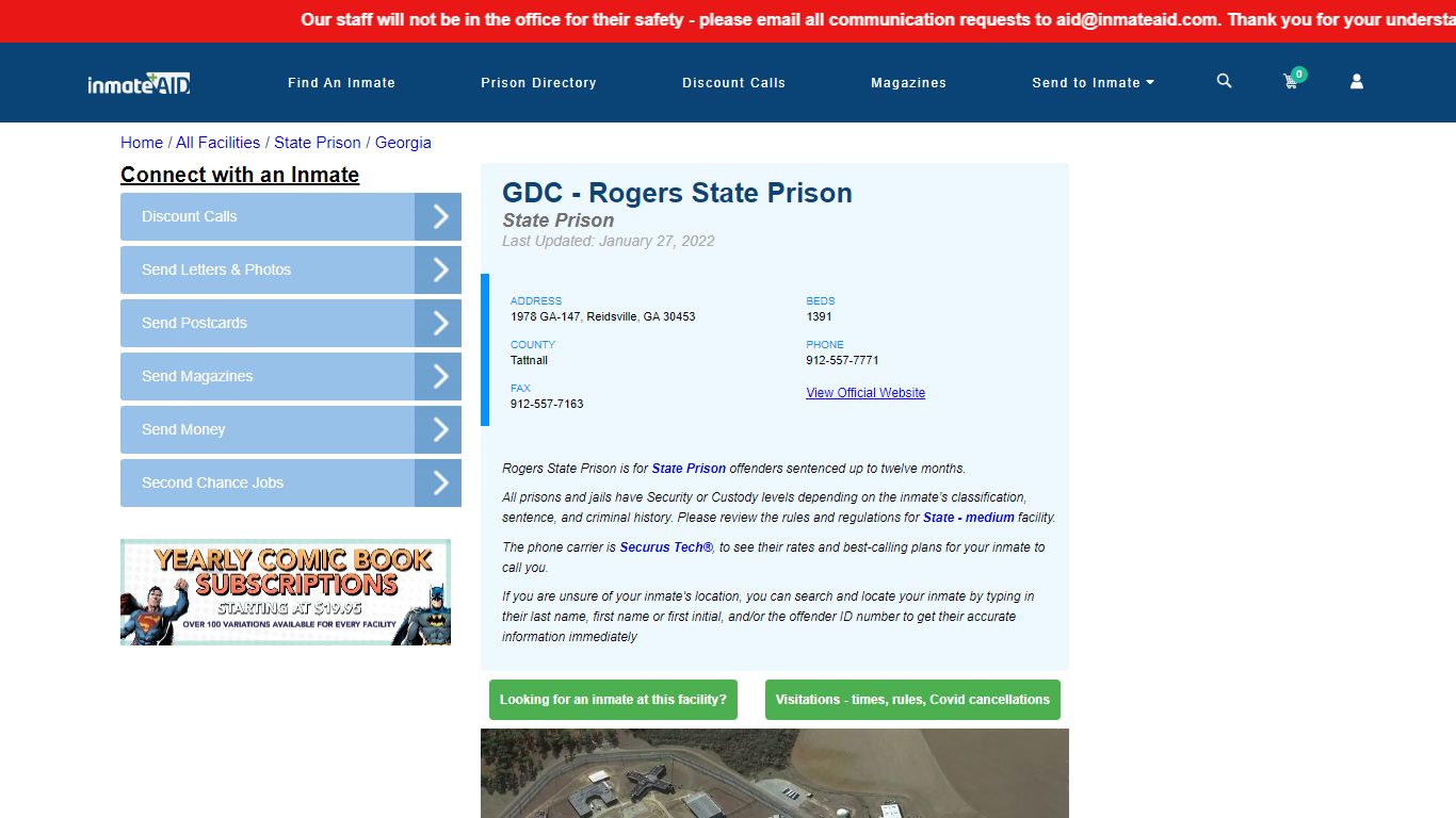 GDC - Rogers State Prison & Inmate Search - Reidsville, GA