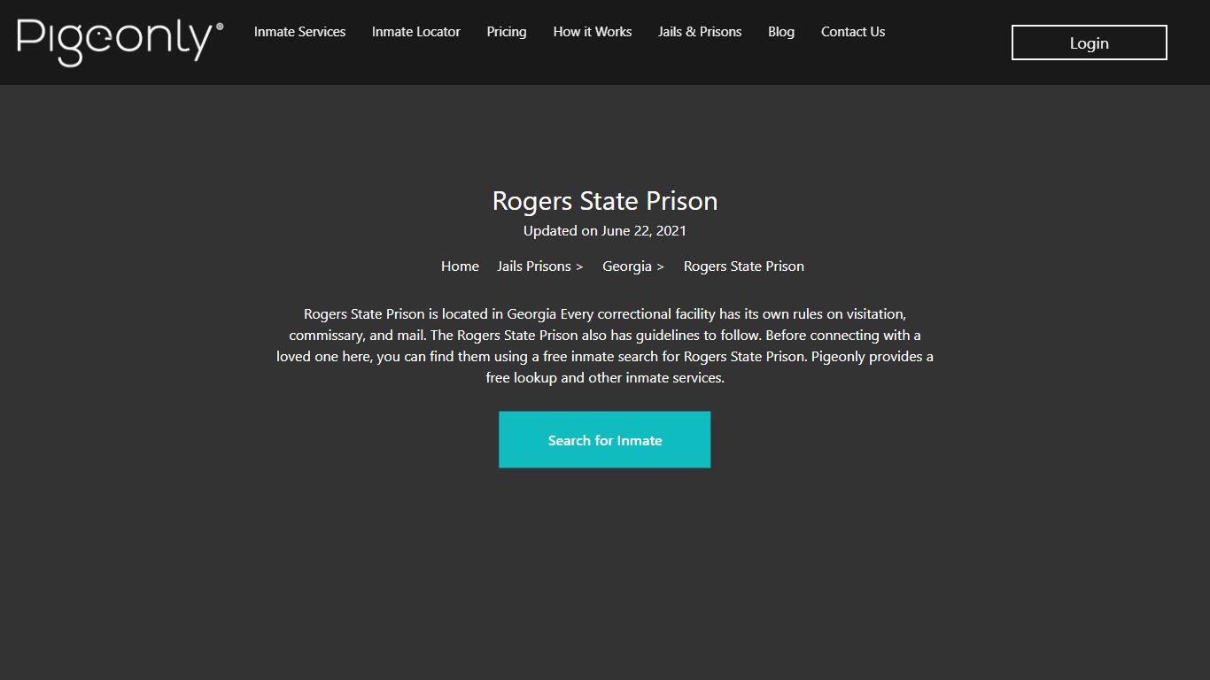 Rogers State Prison Inmate Search | Georgia