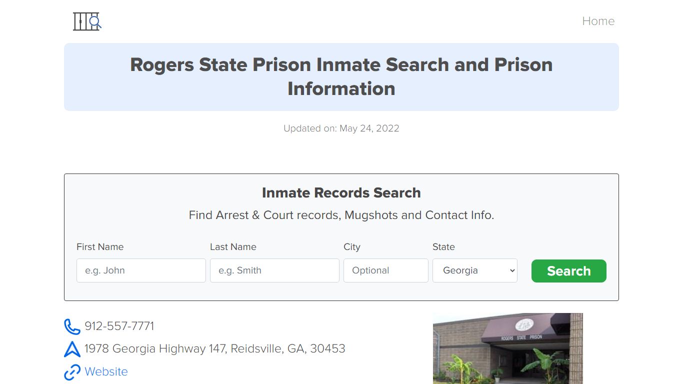 Rogers State Prison Inmate Search, Visitation, Phone no ...